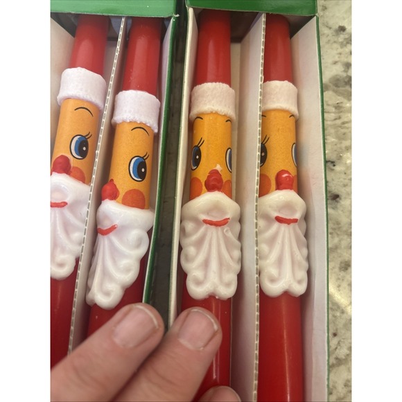 Vintage Santa Claus 10" Christmas Taper Candles Set of 4 New OPEN BOX Unused Red - Picture 4 of 12